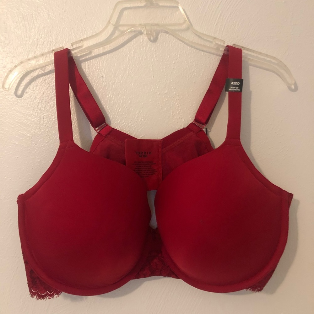 Red lace sexy push up bra 42DD TORRID